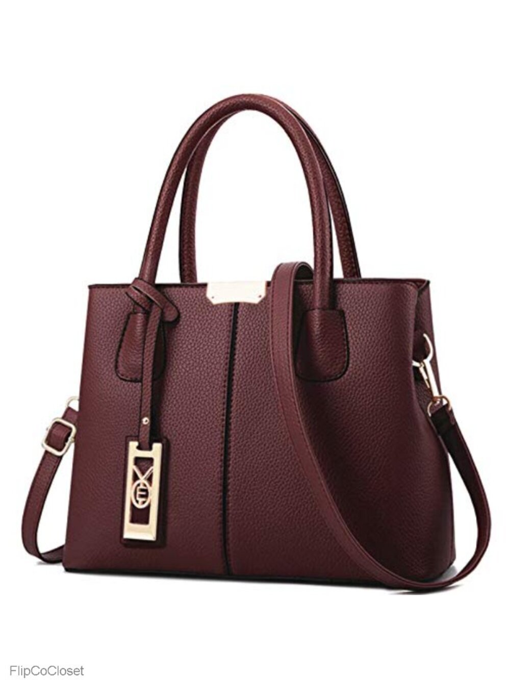 PU Leather Satchel Handbag Removable Strap Top Handle Shoulder Bag